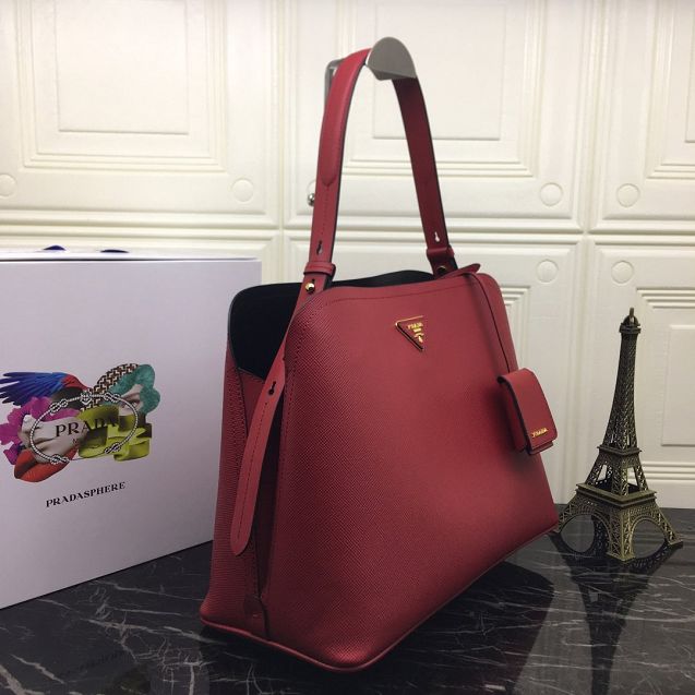 Prada original saffiano leather matinee handbag 1BA249 red