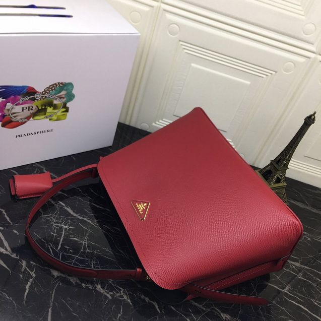Prada original saffiano leather matinee handbag 1BA249 red
