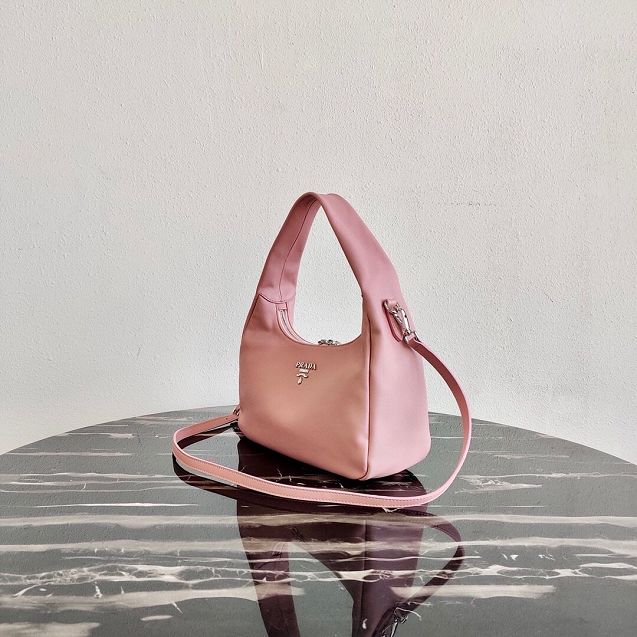 Prada original calfskin hobo bag 1BC132 pink