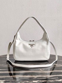 Prada original calfskin hobo bag 1BC132 white