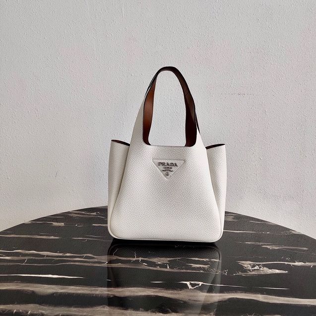 Prada original grained calfskin handbag 1BG335 white