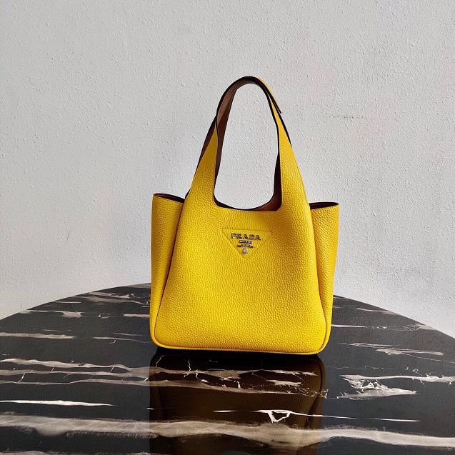 Prada original grained calfskin handbag 1BG335 yellow