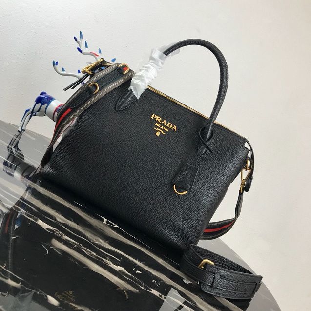 Prada original grained calfskin tote handbag 1BA157 black