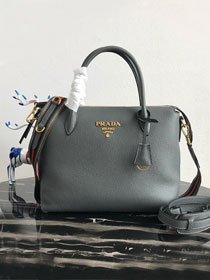 Prada original grained calfskin tote handbag 1BA157 dark grey