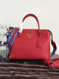 Prada original grained calfskin tote handbag 1BA157 red