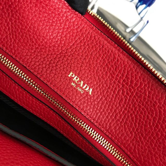 Prada original grained calfskin tote handbag 1BA157 red