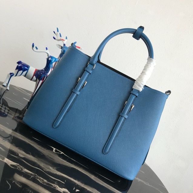 Prada original saffiano leather medium double bag BN2838 blue