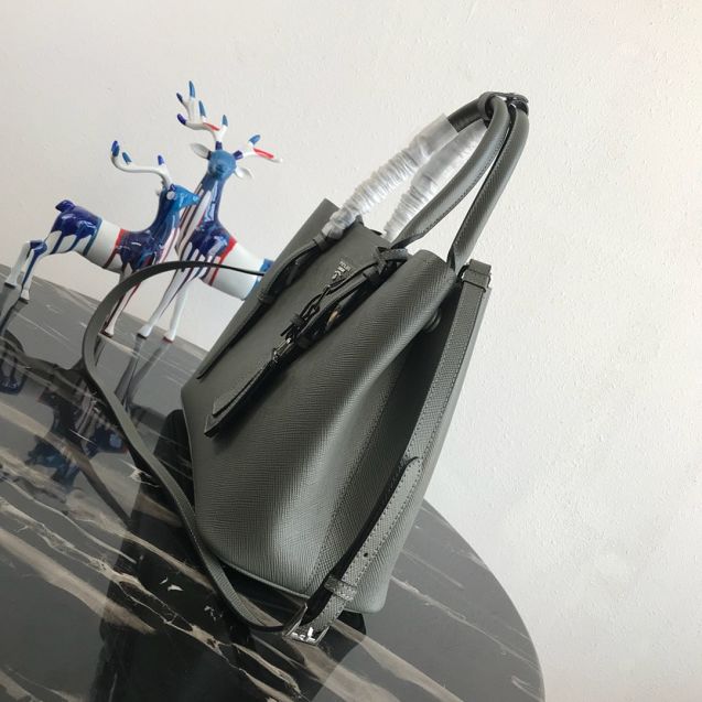 Prada original saffiano leather medium double bag BN2838 grey