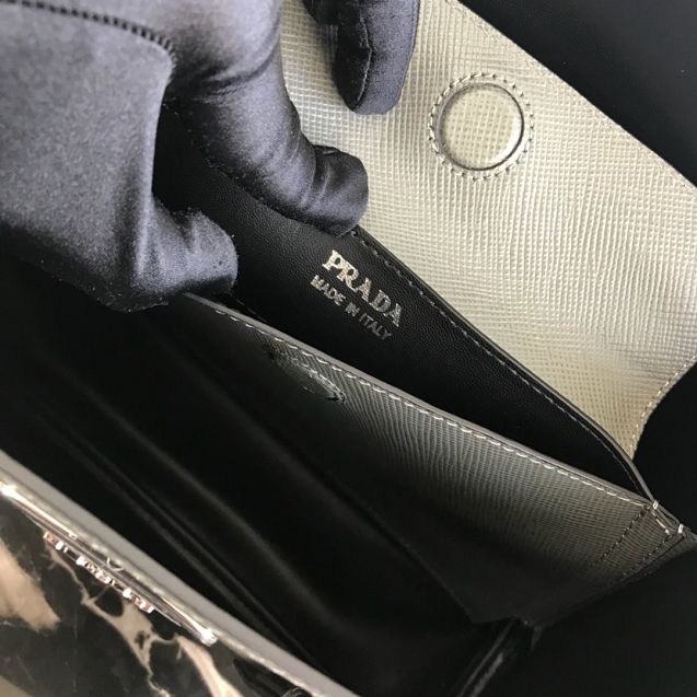 Prada original saffiano leather medium double bag BN2838 grey