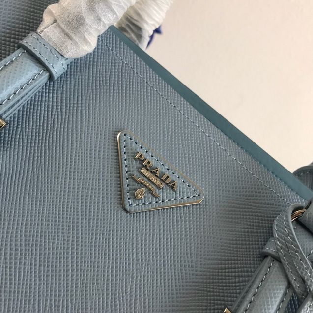Prada original saffiano leather medium double bag BN2838 light blue
