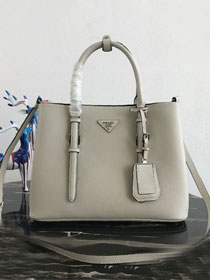 Prada original saffiano leather medium double bag BN2838 light grey