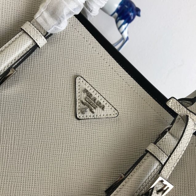 Prada original saffiano leather medium double bag BN2838 light grey