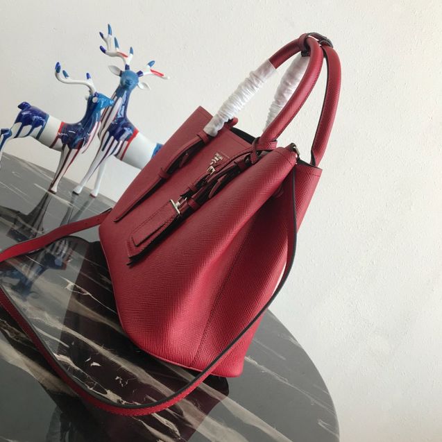 Prada original saffiano leather medium double bag BN2838 red