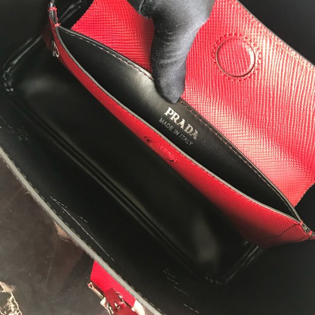 Prada original saffiano leather medium double bag BN2838 red