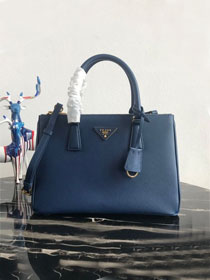 Prada original saffiano leather medium tote bag 1BA1801 navy blue