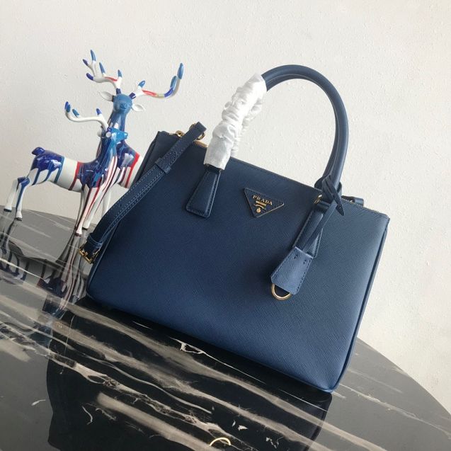 Prada original saffiano leather medium tote bag 1BA1801 navy blue