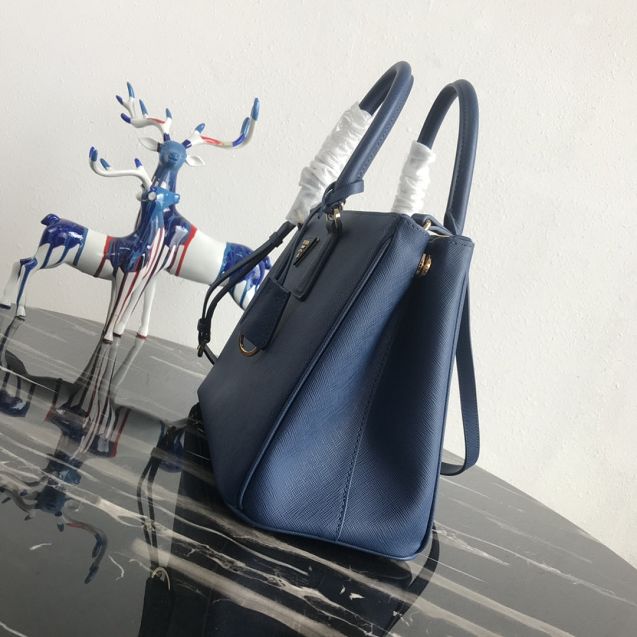 Prada original saffiano leather medium tote bag 1BA1801 navy blue