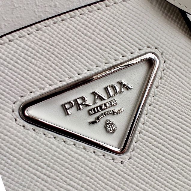 Prada original saffiano leather small monochrome bag 1BA269 white