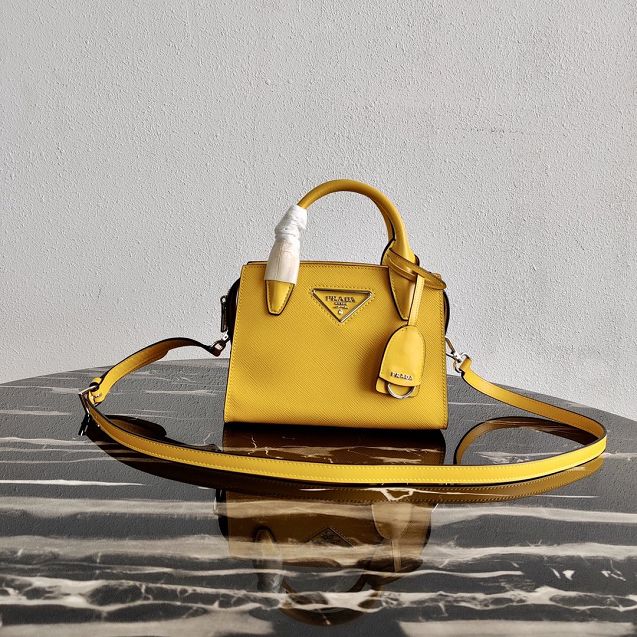 Prada original saffiano leather small monochrome bag 1BA269 yellow