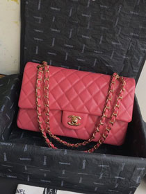 CC original grained calfskin medium flap bag A01112 hot pink