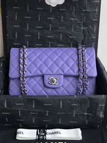 CC original grained calfskin medium flap bag A01112 purple