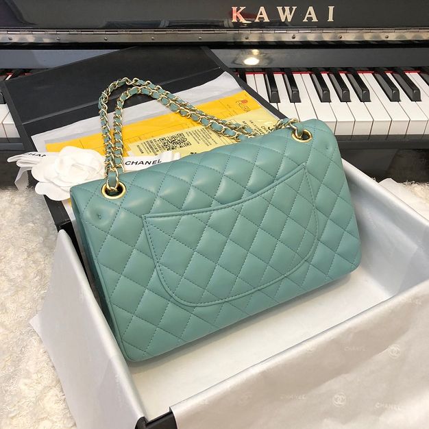 CC original lambskin medium flap bag A01112 mint green