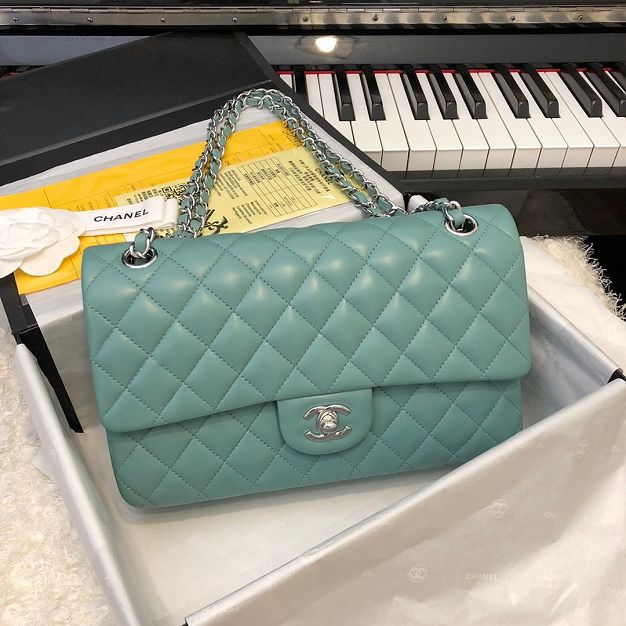 CC original lambskin medium flap bag A01112 mint green