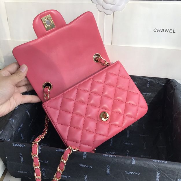 CC original lambskin super mini flap bag A35200 hot pink