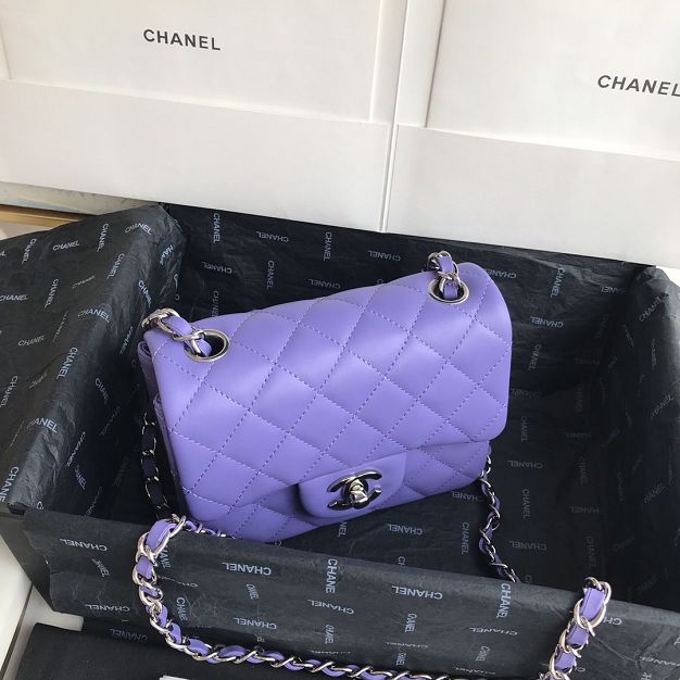 CC original lambskin super mini flap bag A35200 purple