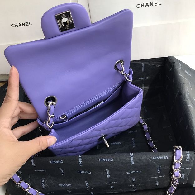 CC original lambskin super mini flap bag A35200 purple