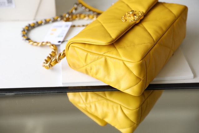 2020 CC original lambskin 19 flap bag AS1160 yellow