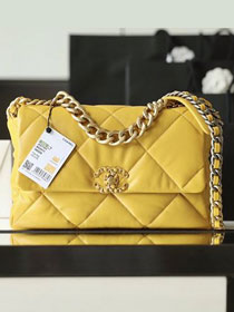 2020 CC original lambskin 19 large flap bag AS1161 yellow