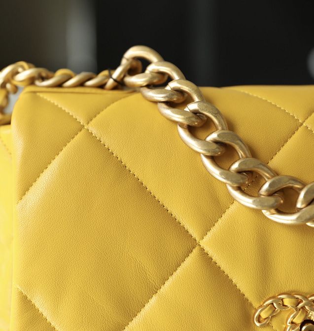 2020 CC original lambskin 19 large flap bag AS1161 yellow