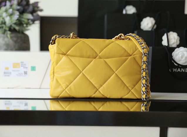 2020 CC original lambskin 19 large flap bag AS1161 yellow