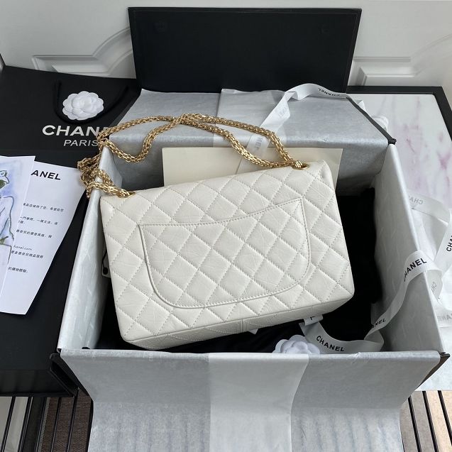 CC original aged calfskin large 2.55 flap handbag A37587 white