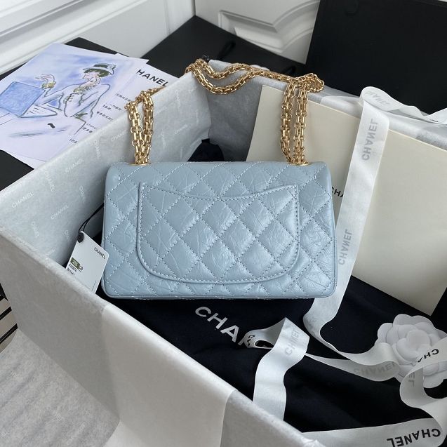 CC original calfskin small 2.55 handbag AS0874 light blue