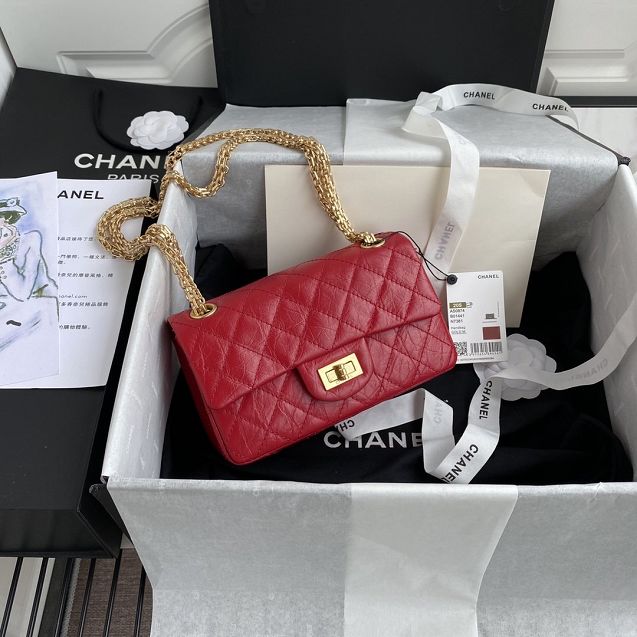 CC original calfskin small 2.55 handbag AS0874 red