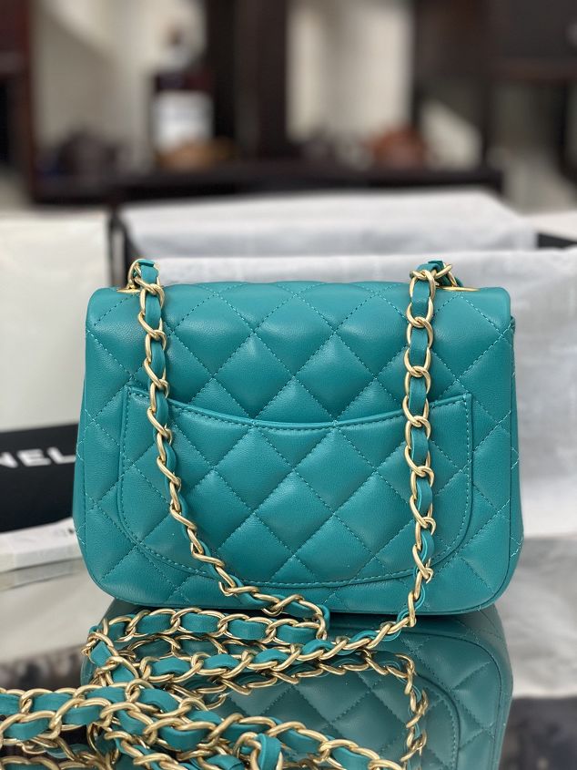 CC original lambskin super mini flap bag A35200 lake blue