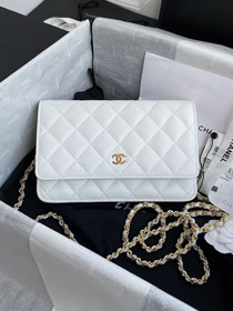 New CC original lambskin wallet on chain AP0250 white