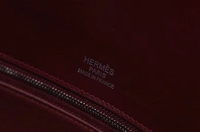 Hermes handmade original canvas&calfskin shadow birkin bag BK0037 bordeaux&grey