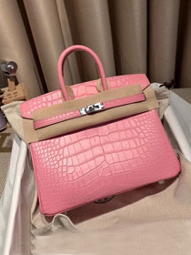 Top hermes genuine 100% crocodile leather handmade birkin 35 bag K350 pink