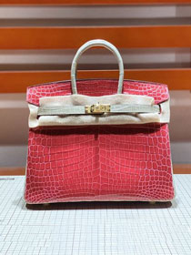 Top hermes genuine 100% crocodile leather handmade birkin 35 bag K350 red&grey