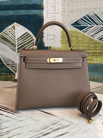 Hermes original epsom leather kelly 28 bag K28-1 etoupe grey