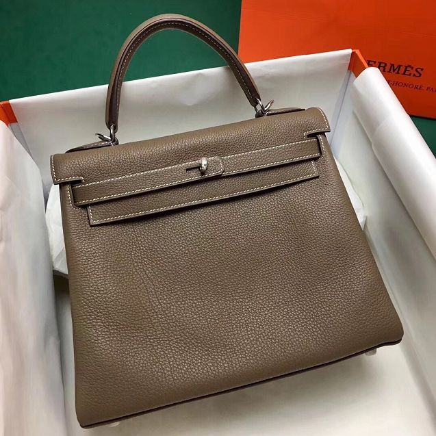 Hermes original togo leather kelly 32 bag K32-1 etoupe grey