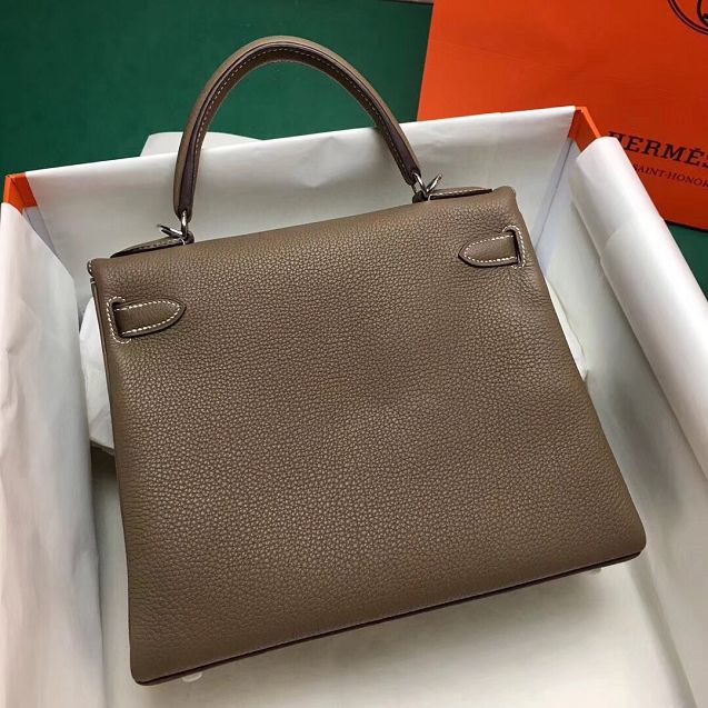 Hermes original togo leather kelly 28 bag K28-1 etoupe grey