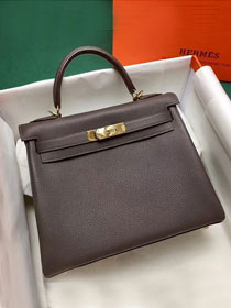 Hermes original togo leather kelly 25 bag K25 gris etain