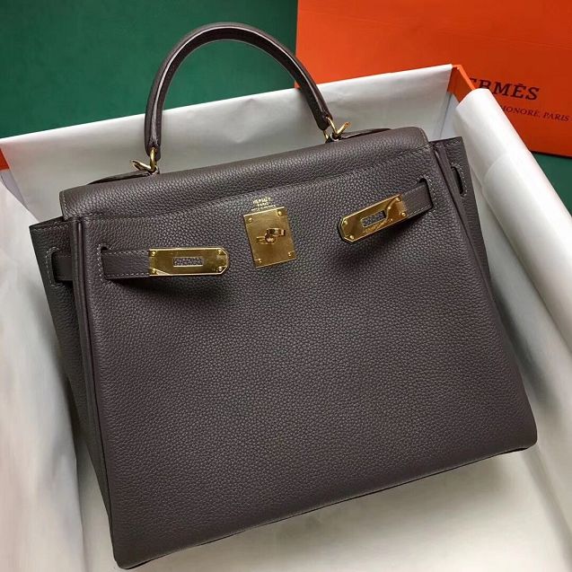 Hermes original togo leather kelly 28 bag K28-1 gris etain