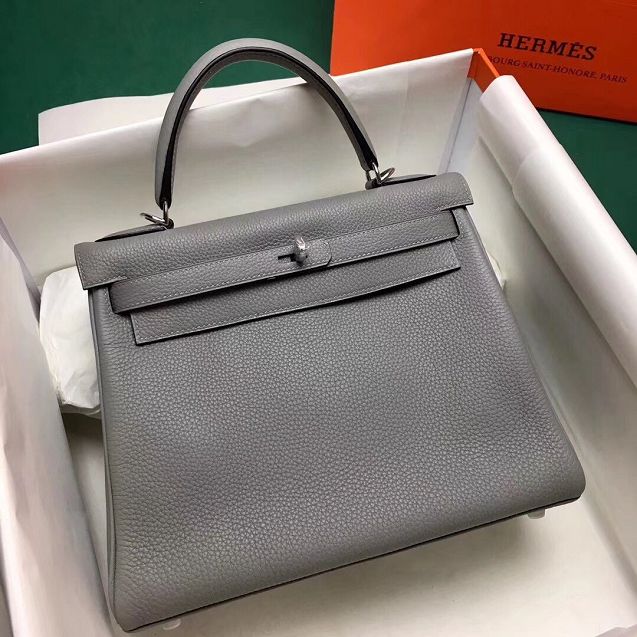 Hermes original togo leather kelly 28 bag K28-1 gris mouette