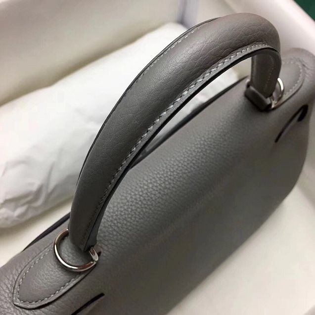 Hermes original togo leather kelly 25 bag K25 gris mouette