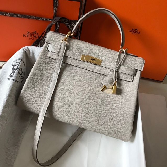 Hermes original togo leather kelly 28 bag K28-1 pearlash